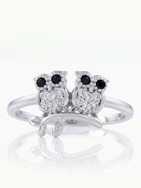 925 Sterling Silver Owl Theme Womens Ring - Owl Collection